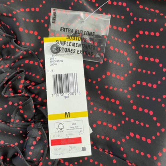 Nine West Ruffle Collar Polka Dot Blouse NWT - Picture 3 of 3